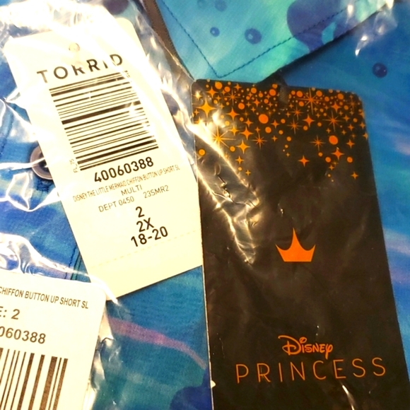❤️NWT VINTAGE TORRID TOP - DISNEY PRINCESS ARIEL LITTLE MERMAID CHIFFON BLOUSE - Picture 10 of 10